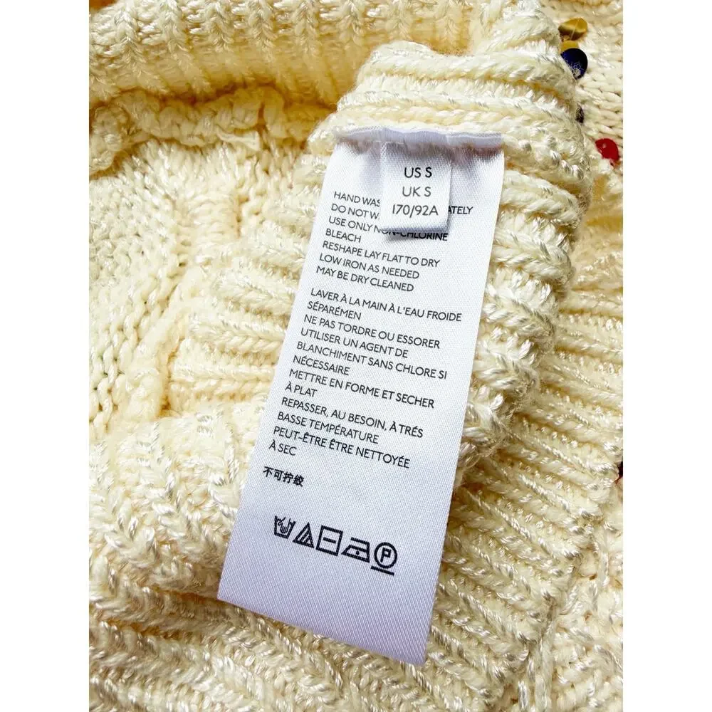 Anthropologie Lara Sequined Sweater Cream Multicolor Party New Years NWT Small